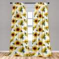 thumbnail image 4 of Ambesonne Nature Curtains, Sunflowers Plain Back Art, Pair of 28"x84", Earth Yellow and Olive Green, 4 of 5