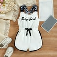 thumbnail image 2 of Ulitacool Girls Onesie Summer Sleeveless Romper Letter Prints Jumpsuit Clothes Relax Fit One-Piece Suit 18-24 Months White, 2 of 9