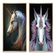 thumbnail image 2 of Designart "Beautiful Unicorn Portrait I" Animals Horse Framed Wall Art Set Of 2 - Children's Art White Gallery Wall Frame Set For Home Decor, 2 of 6