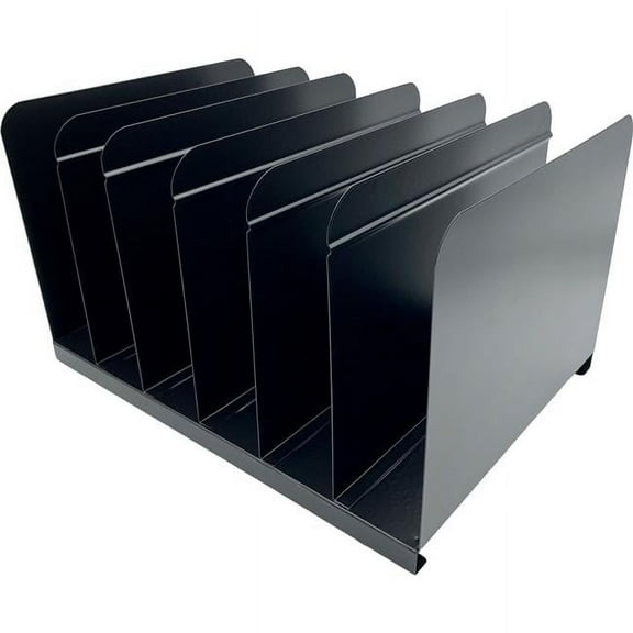 Huron Book and Magazine Rack, 6 Slot, Black Steel