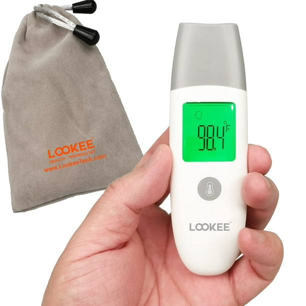 LOOKEE® Petite thermomètre frontal infrarouge sans contact pour adultes et  enfants  Thermomètre pour bébé 3 en 1 avec alarme de fièvre et mémoire de  35 lectures 