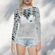 thumbnail image 4 of Gibobby Blusas Holgada Blusa de manga larga con cuello redondo a la moda de verano para mujer, camisa estampada superior semitransparente, camisa inferior（Negro， XL), 4 of 5
