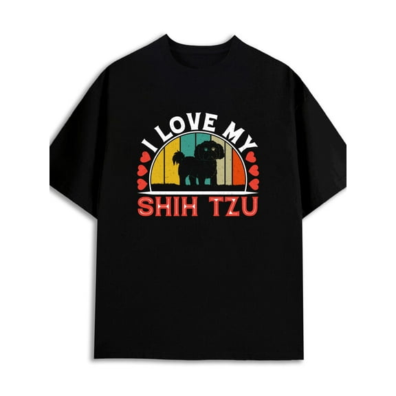 Shih Tzu Love Tee 180G 100% Cotton 180G 100% Cotton mens elegantly summer 3xl black Retro Unisex Shirt Graphic tshirts Fashion Unisex Shirt Graphic tshirts Christmas gifts