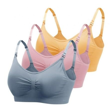

Womens Nursing Bra 3 Pack Maternity Breastfeeding Bra Seamless Wireless Sleep Bra Adjustable Shoulder Strap Postpartum Pregnancy Bra with Removable Pads