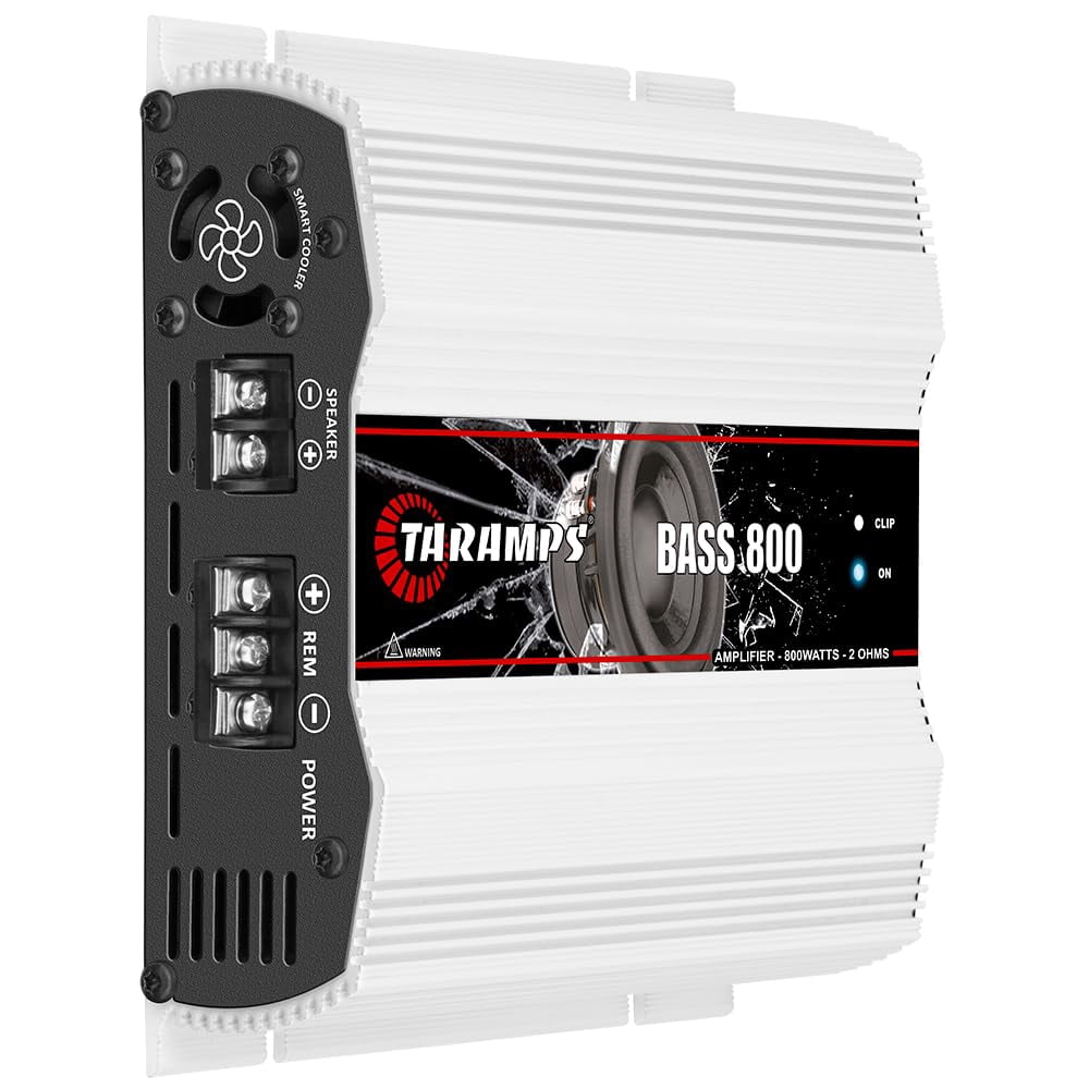 Taramps Bass 800 2 Ohms Monoblock Amplifier 800 Watts Rms 1 Channel 14.4VDC Out Power Full Range, Great for Sub/Bass - Rca/High Level Input, Car Audio