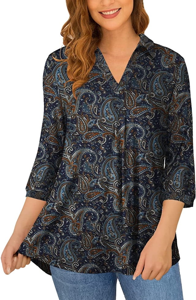 Women's Plus 3/4 Sleeved Floral Blouse Top main image 1