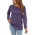 thumbnail image 4 of WUJINXIA Women's Long Sleeve Dressy Blouses Pleated Front Tunic Crew Neck Casual, 4 of 6
