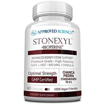 Approved Science Stonexyl - Herbal Support for Kidney Stones - 60 Capsules - Chanca Piedra - High Absorption -1 Month Supply - Vegan
