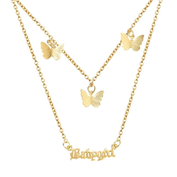 Valentine's Day Gifts for Woman Babygirl European American Fashion Letter Double Layer Ladies Necklace Gold