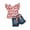 Red, variant on Bagilaanoe 2pcs Toddler Baby Girl Short Pants Set Flying Sleeve Print T Shirt Tops   Denim Shorts with Belt 1T 2T 3T 4T 5T 6T Kids Casual Summer Outfits