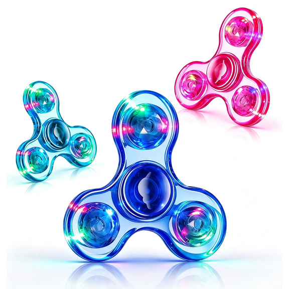 3 Pack Fidget Spinner, Light up Sensory Fidget Toys Adults Kids 4-8-12 Kids Easter Basket Stuffers Party Favors Glow Anxiety Toys Stress Relief Easter Egg Fillers, Classroom Prizes