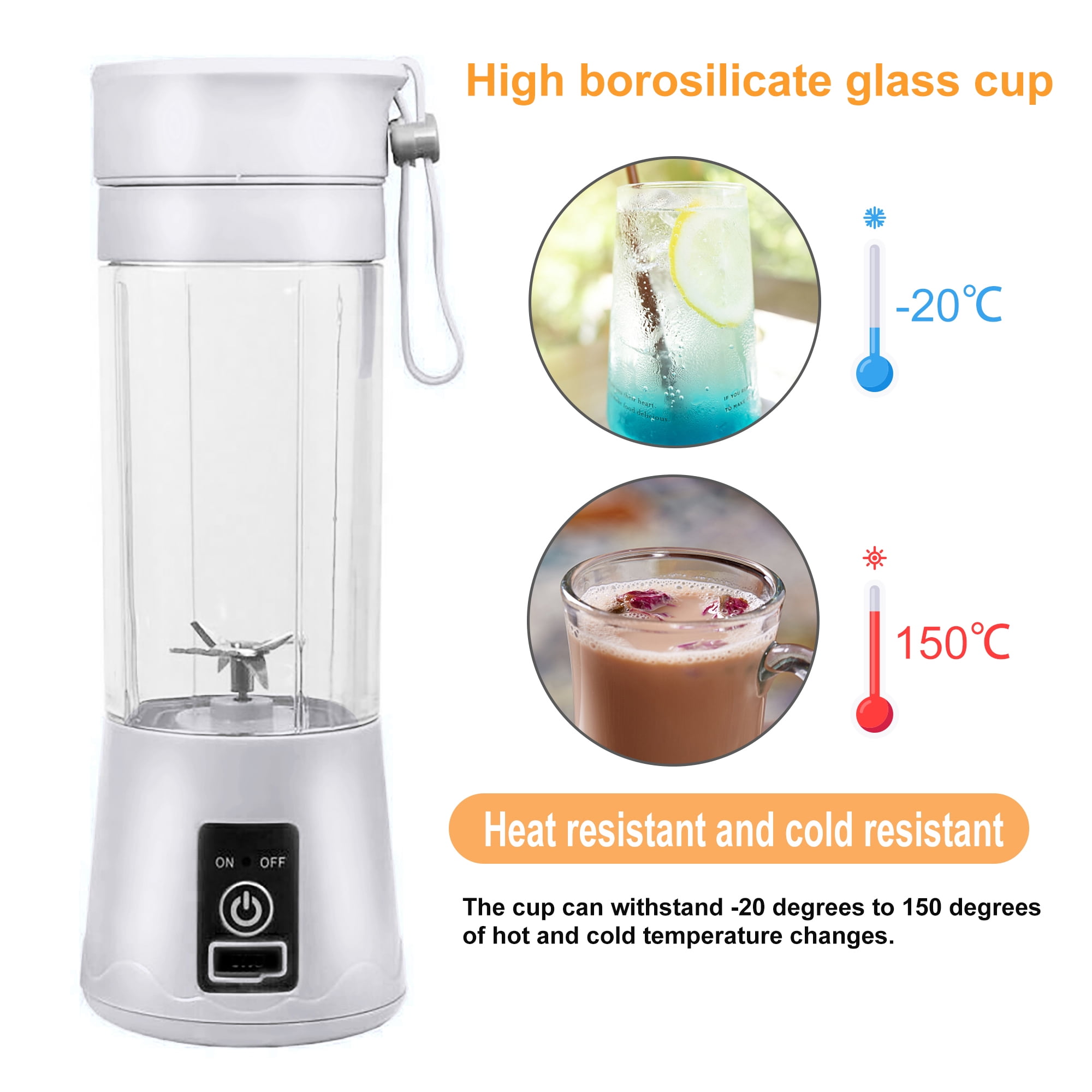 Portable Blender,13.5 Oz /400ML Mini Blender For Shakes and Smoothies,Personal  Blender With Rechargeable USB, Electric Fruit Veggie Juicer With Travel Cup  For Home,Kitchen,Travel ,Sports