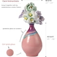 thumbnail image 2 of Small Ceramic Cherry Blossom Pink Vase with Five Ceramic Flowers, 2 of 6