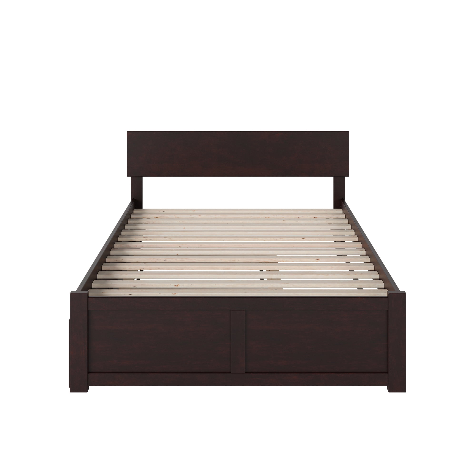 AFI Orlando Queen Wood Platform Bed with Headboard Footboard & Twin XL Trundle, Espresso