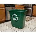 thumbnail image 4 of 2 Pack - 7 Gallon / 28 Quart Space-Saving Green Recycling Bins - Rectangular Open-Top Wastebaskets with Recycling Symbol, Durable Resin Material, 4 of 5