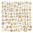 thumbnail image 1 of 100 Uds. Accesorios para colgantes de collar, aleación dorada, colgante artesanal de oro para fabricación de joyas, 1 of 5