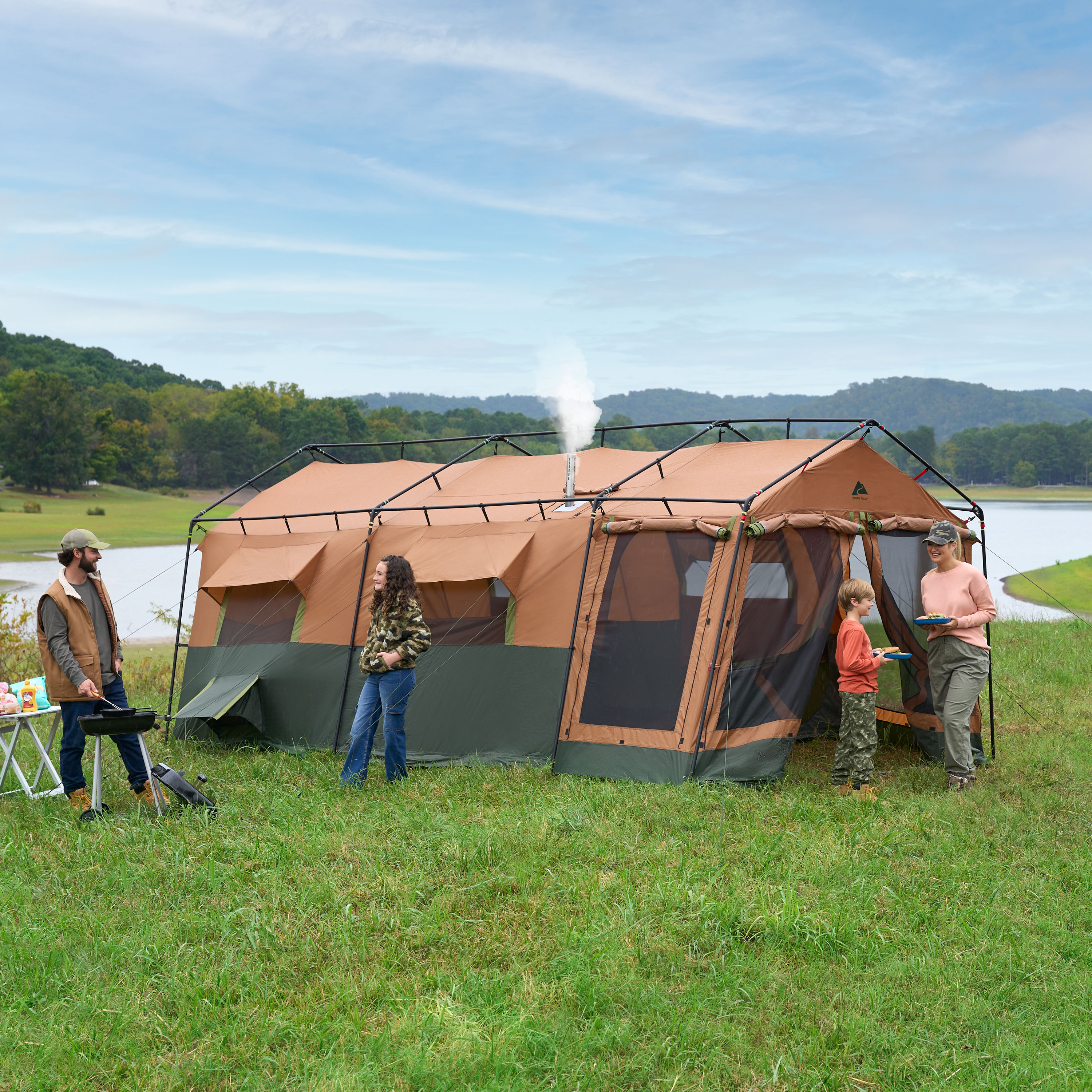 Carpa Appalachian para 10 personas, 4 estaciones con salida para estufa 4