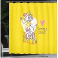 thumbnail image 3 of Ambesonne Bicycle Shower Curtain, Lady with Phone on Bike, 69"Wx75"L, Earth Yellow Pastel Pink, 3 of 4