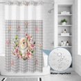 thumbnail image 2 of No Hook Shower Curtain, Spring Easter Bunny Shower Curtains for Bathroom with See Through Top Window, Grey Buffalo Plaid Pink Tulips Waterproof & Washable Bath Curtain Stand Up Stall 36"x72", 2 of 9