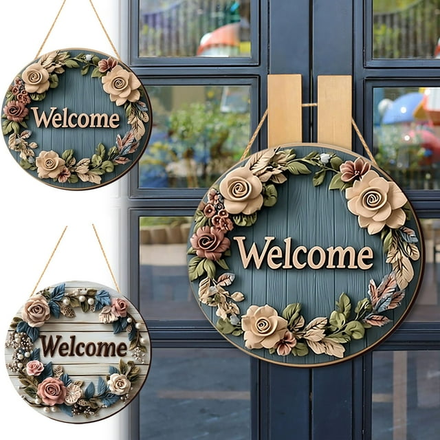 Letrero de Bienvenida, Elegante Colgante para Puerta, Decoración Exterior Resistente a La Temperatura, Fácil de Colgar, Ideal para Bodas, Cumpleaños y Festividades, Perfecto para Cualquier Ocasión.