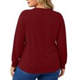 thumbnail image 5 of LEKWK Plus Size Tops for Women Long Sleeve Crew Neck Henley Shirts Fall Winter Relaxed Fit Workout Tops Gym Running Activewear,Size L-5XL, 5 of 6