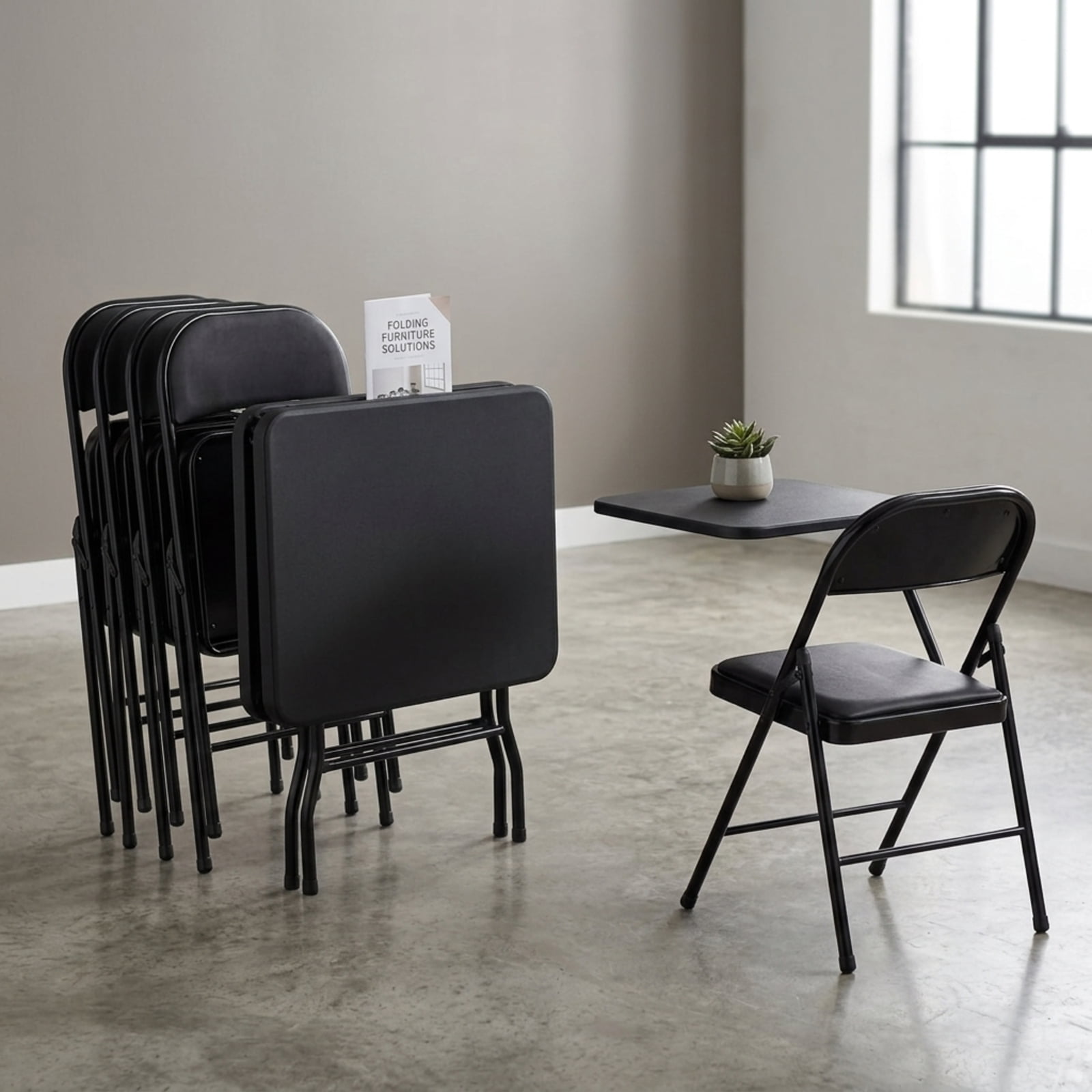 Fenbeli Folding Chairs 4 Pack with Padded Seats, 330 lb Capacity, Black Metal Chairs for Home Office Parties and Indoor Outdoor Events