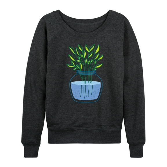 Instant Message - Plants In Vase - Women's Lightweight French Terry Long Sleeve Shirt