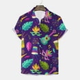 thumbnail image 5 of Bainana Men's Carnival Casual Shirts 3D Print Short Sleeve Lapel Collar Tops Comfortable Soft Men Mardi Gras Button Down T-Shirt Purple Size Xl, 5 of 5