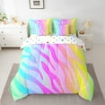 thumbnail image 2 of jejeloiu Neon Zebra Texture 7-Piece Twin Bedding Sets,Zebra Stripes Bedding Comforter Set,Colorful Ombre Effects Sheet Sets For Ggirls Kids,Luxury Bedroom Decor Reversible, 2 of 8