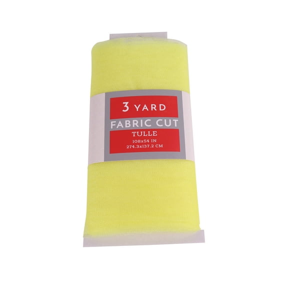 3 Yard Cut Sparkle Tulle Fabric, Yellow, 54" Wide for Apparel & Crafting, by Fuzhou