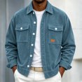 thumbnail image 6 of Men Corduroy Shacket Sevevn Long Sleeve Lapel Collar Button Front Jacket With Dual Chest Pockets For Daily Casual Wear Weekend Outings And Everyday Street Occasions, 6 of 8