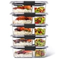 thumbnail image 1 of Rubbermaid Brilliance Meal Prep 2-Compartment Food Containers, 2.85 Cup, Pack of 5, Gray, 1 of 8