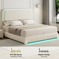 thumbnail image 4 of SIBEDS King LED Bed Frame, Teddy Fleece Upholstered Platform Bedframe, No Box Spring Needed, Cream, 4 of 9