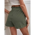 thumbnail image 2 of Women's Casual Wide Leg Shorts Solid Paper Bag High Waist Belted Shorts, 2 of 6