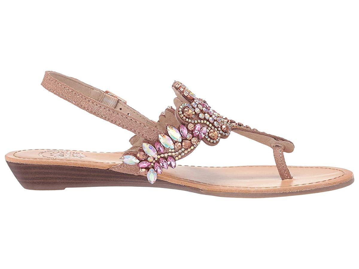 yellow box rose gold flip flops