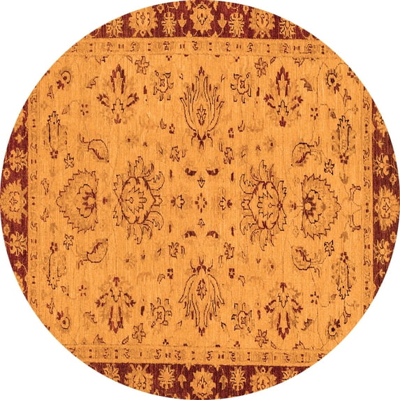 Ahgly Company Indoor Round Oriental Orange Traditional Area Rugs, 6' Round