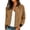 Brown, variant on Women's Suede Bomber Jacket Casual Zip Up Long Sleeve Jacket with Pockets Solid Color Ribbed Trim Lapel Fall Winter Coat