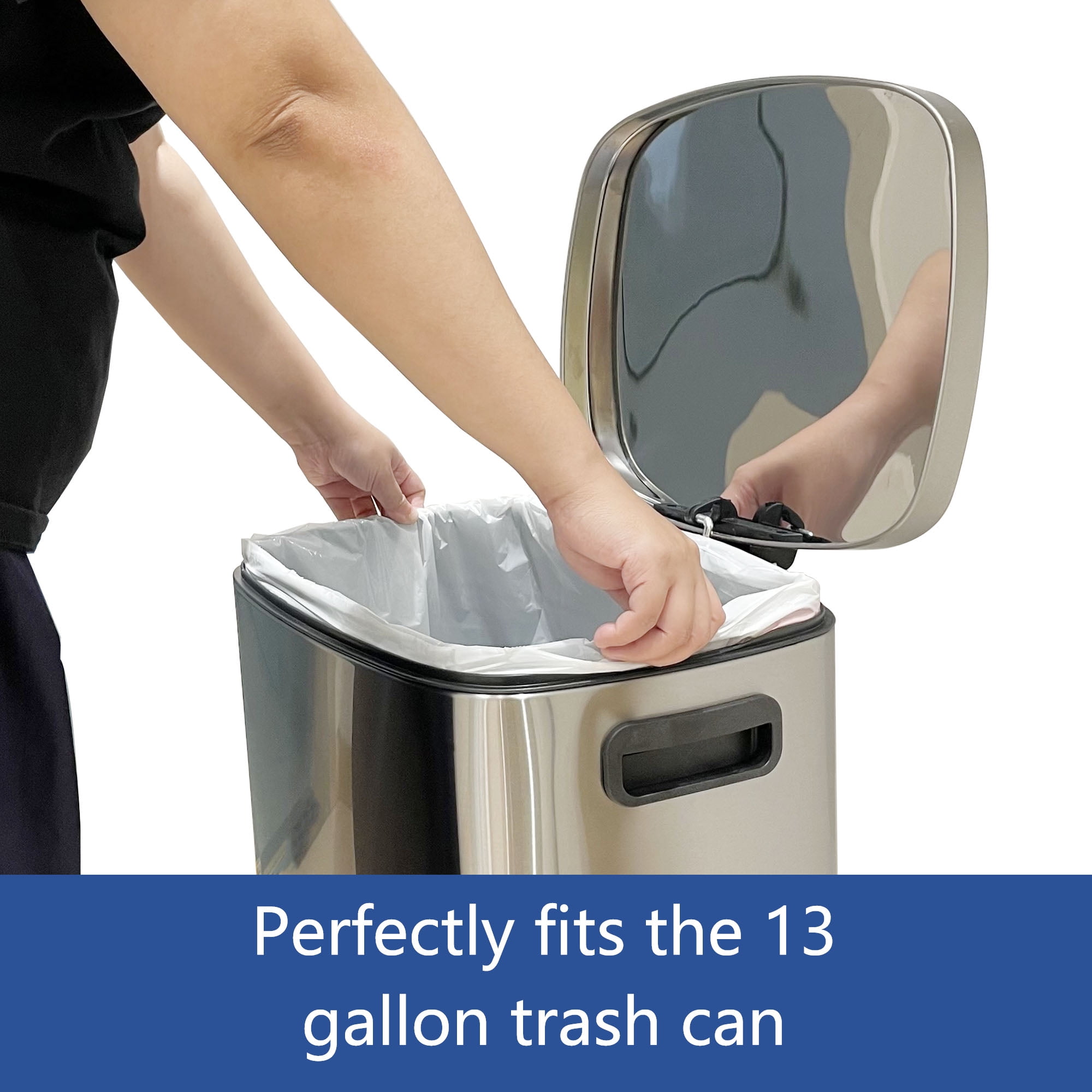HygiCare 13 Gallon Drawstring Trash Bag, Tall Kitchen, 200 Count, Unscented, Super Strong, Leakproof