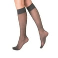 thumbnail image 4 of 6 Pairs Sheer Knee High Socks for Women 15 Denier Stay up Band (Gray), 4 of 4