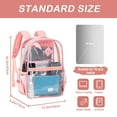 thumbnail image 2 of SANMADROLA Clear Backpack Heavy Duty, PVC See Through Book Bag for School Stadium Approved Transparent Backpack, Pink, 2 of 8