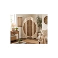 thumbnail image 3 of DecMode French Country Wood Foldable 4 Panel Room Divider Screen with Floral Carvings and Brown/White Distressed Finish, 62"W x 72"H, 3 of 11