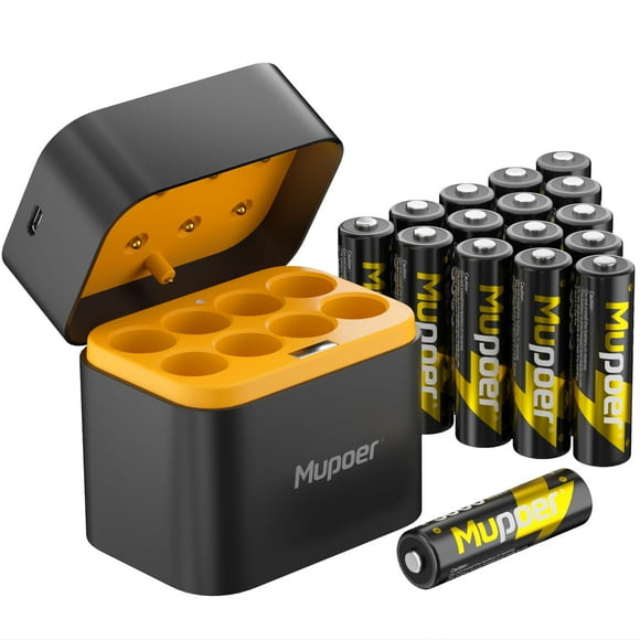 Pilas de litio AA recargables Mupoer 16x 3600mAh 1.5V