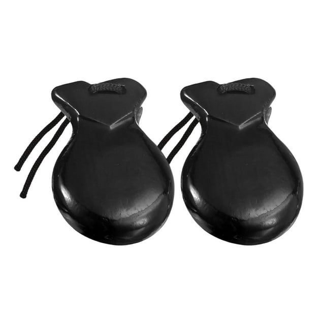 HILABEE 2 Pcs Castagnettes Espagnoles Instrument de Musique pour Scène de Musique Classique Airs Folkloriques Noir