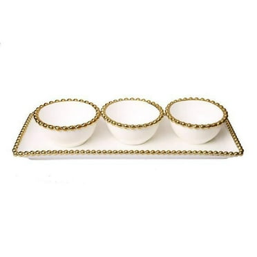 Classic Touch WPR520 White Porcelain Oval Platter with Gold Border