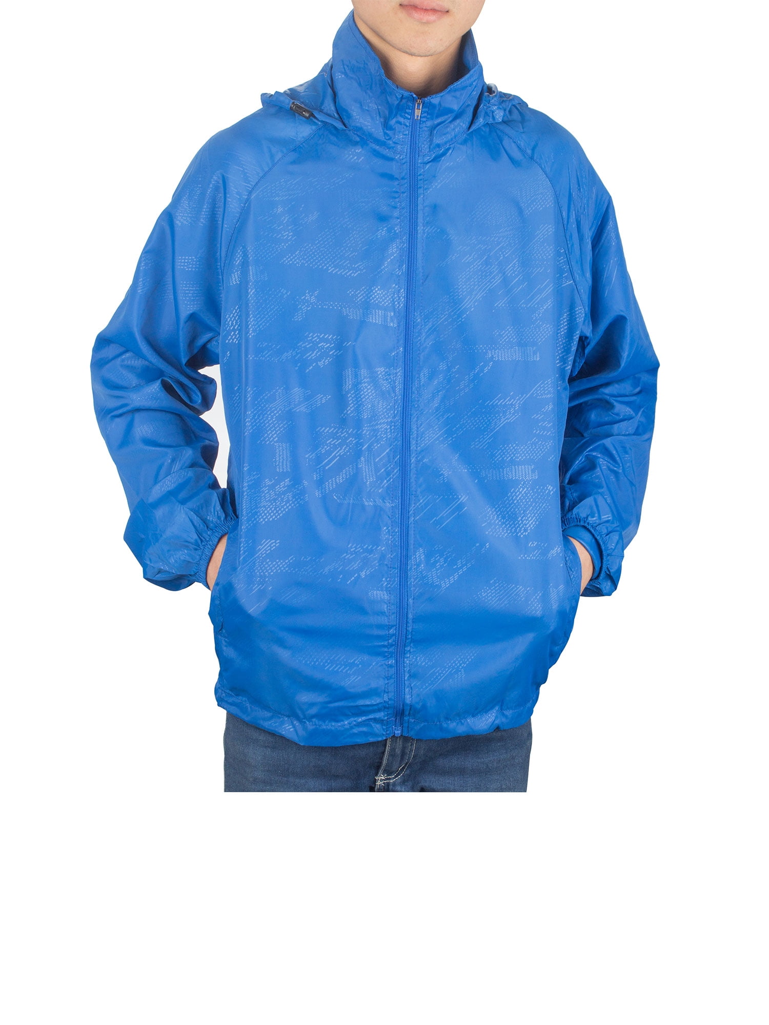 Sayfut Men's Lightweight Windbreaker Jacket Rain Jacket Hooded Quick Dry Outdoor Packable Windproof Coat, Size: XL, Blue