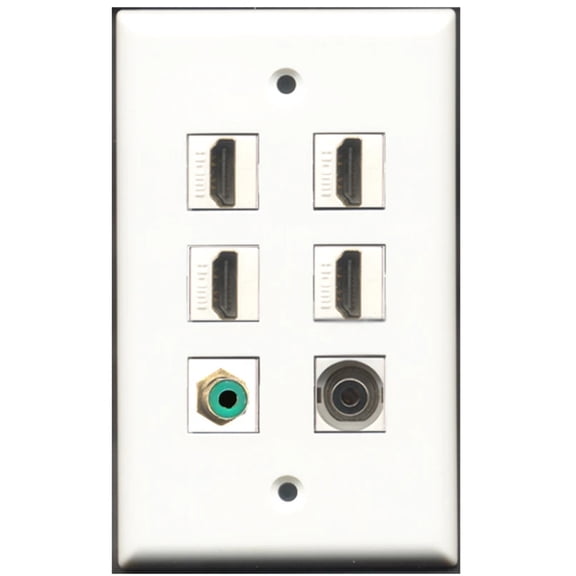 Ultra Spec Cables 4 Port HDMI 1 RCA Green 1 3.5mm Wall Plate