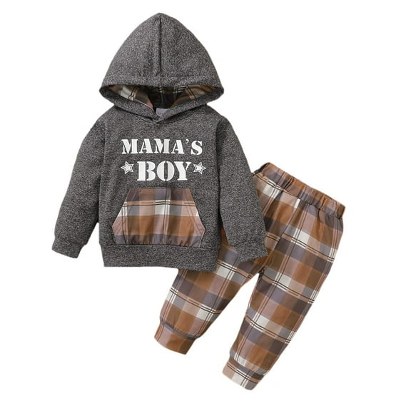 3T Baby Boys Outfit 4T Boys 2PCS Fall Winter Clothing Set Letter Print Toddler Boys Long Sleeve Hoodie Top Pants Set Gray