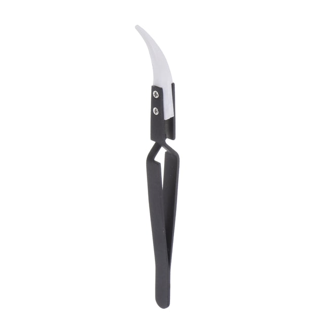 Unique Bargains Precision Reverse Ceramic Tweezer 5.51'x0.35' Curved Head Tip Heat Resistant Non Conductive Black