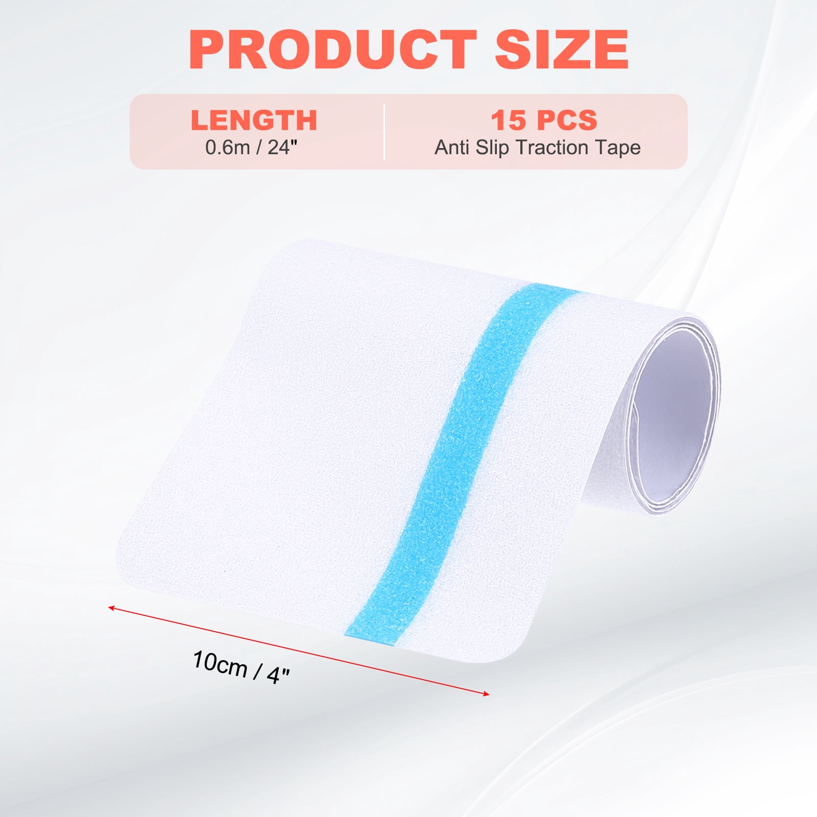 15pcs Anti Slip Traction Tape 4 Inch x 24 Inch Stair Grip Friction Adhesive Non Skid Tape Waterproof White with Blue Tape