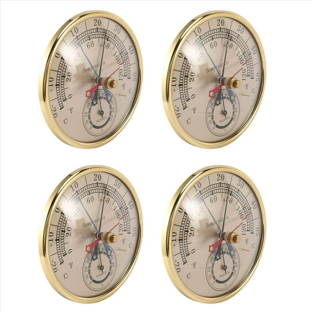 4piezas 5 Pulgadas Min Max Termómetro Higrómetro Montaje en Pared Colgar en la Pared Analógico Interior Exterior Anti Lluvia Temperatura Medidor de Humedad